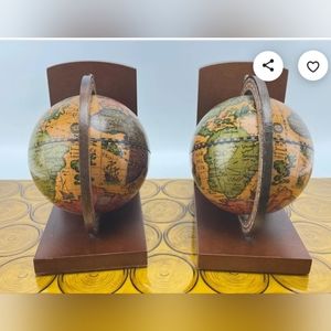 Vintage Italian World globe bookends